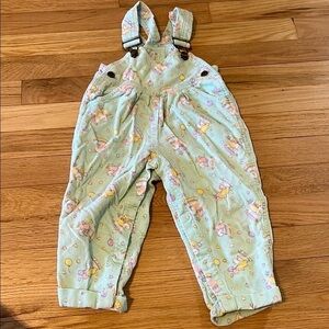 Vintage Mint Green Corduroy Unicorn Overalls Sz 18 Months